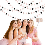 Rose-Gold Black-Pink Valentines Party-Decorations Heart-Garland - 52ft Glitter Galentines Hanging Streamers, alternate view 6