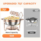 Rose Gold Chafing Dishes for Buffet 7QT, 2 Pack Stackable Round Chafer Set, alternate view 2