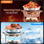 Rose Gold Chafing Dishes for Buffet 7QT, 2 Pack Stackable Round Chafer Set, alternate view 4