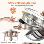 Rose Gold Chafing Dishes for Buffet 7QT, 2 Pack Stackable Round Chafer Set, alternate view 6
