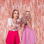 Rose Gold Foil Fringe Backdrop Curtains, 3.3x8.2ft, 3 Pack in 39.6" × 98.4" in 18 Rose, alternate view 6