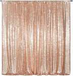 Rose Gold Sequin Backdrop, 20Ft x 10Ft Glitter Photography Background Curtains for Party Baby Shower Wedding