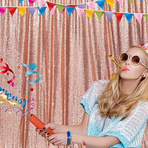 Rose Gold Sequin Backdrop, 20Ft x 10Ft Glitter Photography Background Curtains for Party Baby Shower Wedding, alternate view
