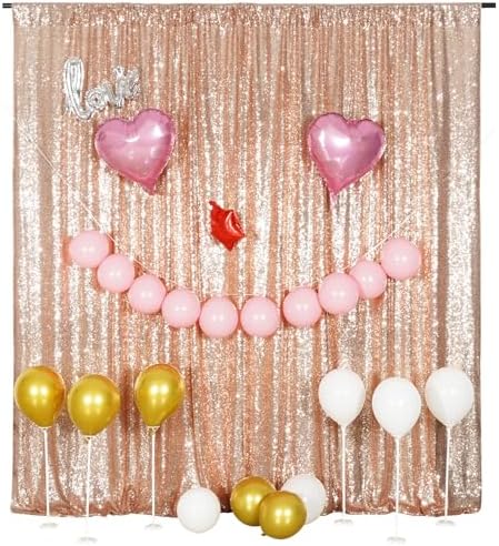 Rose Gold Sequin Backdrop, 20Ft x 10Ft Glitter Photography Background Curtains for Party Baby Shower Wedding, alternate view