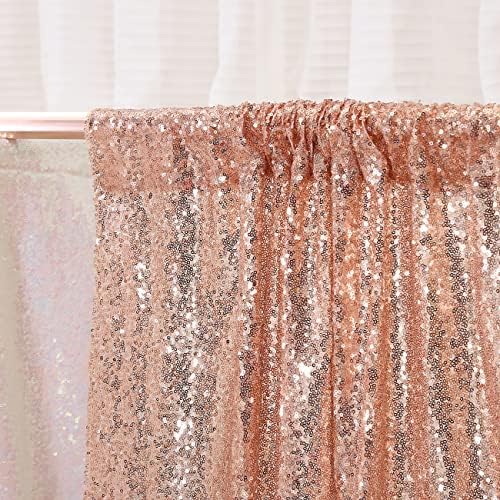Rose Gold Sequin Backdrop, 20Ft x 10Ft Glitter Photography Background Curtains for Party Baby Shower Wedding, alternate view