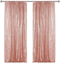 Rose Gold Sequin Backdrop Curtain 2 Panels 2FTx8FT Glitter Rose Gold Background Drapes Sparkle Photography