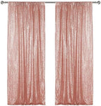 Rose Gold Sequin Backdrop Curtain 2 Panels 2FTx8FT Glitter Rose Gold Background Drapes Sparkle Photography