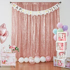 Rose Gold Sequin Backdrop Curtain 2 Panels 2FTx8FT Glitter Rose Gold Background Drapes Sparkle Photography, alternate view 2