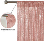 Rose Gold Sequin Backdrop Curtain 2 Panels 2FTx8FT Glitter Rose Gold Background Drapes Sparkle Photography, alternate view 5