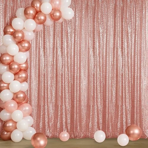 Rose Gold Sequin Backdrop Curtain 4FTx8FT Glitter Rose Gold Background Drapes Sparkle Photography Backdrop for