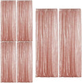 Rose Gold Sequin Backdrop Curtain 6 Panels 2FTx8FT Glitter Rose Gold Background Drapes Sparkle Photography