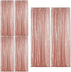 Rose Gold Sequin Backdrop Curtain 6 Panels 2FTx8FT Glitter Rose Gold Background Drapes Sparkle Photography