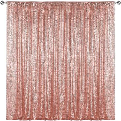 Rose Gold Sequin Backdrop Curtain 7FTx7FT Glitter Rose Gold Background Drapes Sparkle Photography Backdrop for