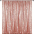 Rose Gold Sequin Backdrop Curtain 8FTx8FT Glitter Rose Gold Background Drapes Sparkle Photography Backdrop for