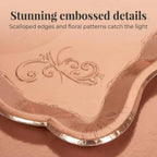 Rose Gold Serving Trays 10 Pack Heavy Duty Disposable Paper Platters in Rose Gold, alternate view 4