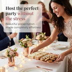 Rose Gold Serving Trays 10 Pack Heavy Duty Disposable Paper Platters in Rose Gold, alternate view 6