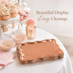 Rose Gold Serving Trays 10 Pack Heavy Duty Disposable Paper Platters in Rose Gold, alternate view 7