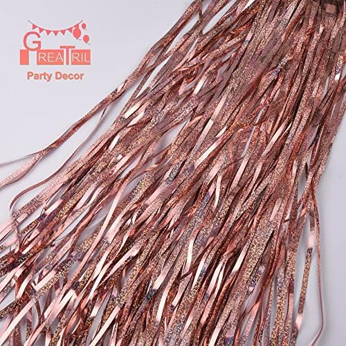 Rose Gold Tinsel Curtain Party Backdrop 2 Packs, alternate view 5