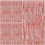 Rose Gold Tinsel Foil Fringe Curtains Wavy Backdrop for Parties Sparkle Metallic Wavy Foil Fringe Backdrop