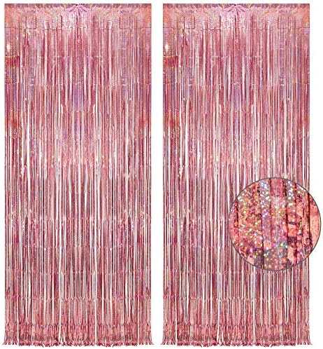 Rose Gold Tinsel Party Backdrop - 3.2ft X 8.2ft - Pack of 2