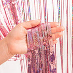Rose Gold Tinsel Party Backdrop - 3.2ft X 8.2ft - Pack of 2, alternate view 2