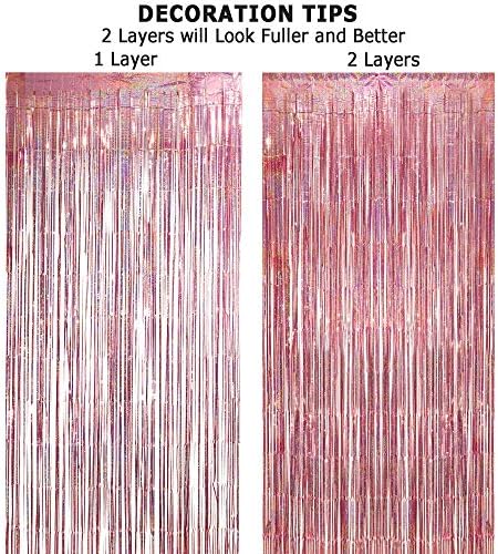 Rose Gold Tinsel Party Backdrop - 3.2ft X 8.2ft - Pack of 2, alternate view 3