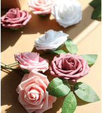 Rose Shades Rose 25pcs Real Looking Artificial Flowers w/Stem in Shades of Rose, alternate view 2