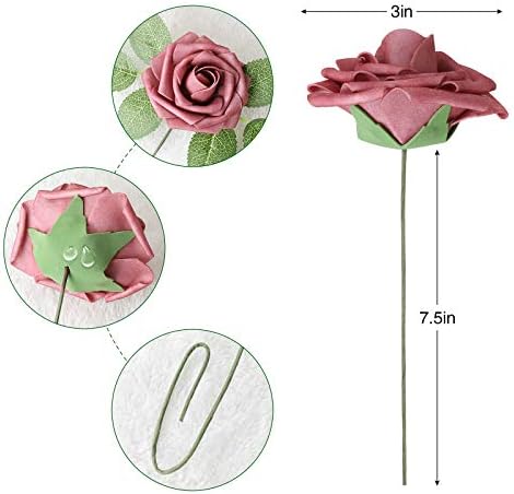 Rose Shades Rose 25pcs Real Looking Artificial Flowers w/Stem in Shades of Rose, alternate view 3