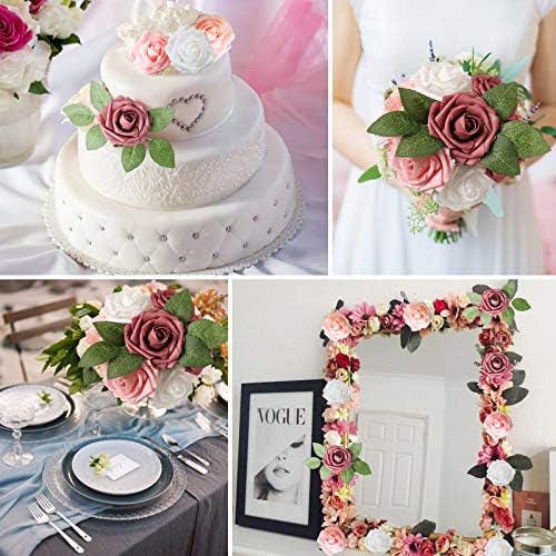 Rose Shades Rose 25pcs Real Looking Artificial Flowers w/Stem in Shades of Rose, alternate view 5