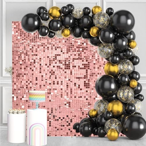 Rosegold Shimmer Wall Backdrop, 24 Panels, 6x4 Ft Photo Backdrop in 6x4 Ft