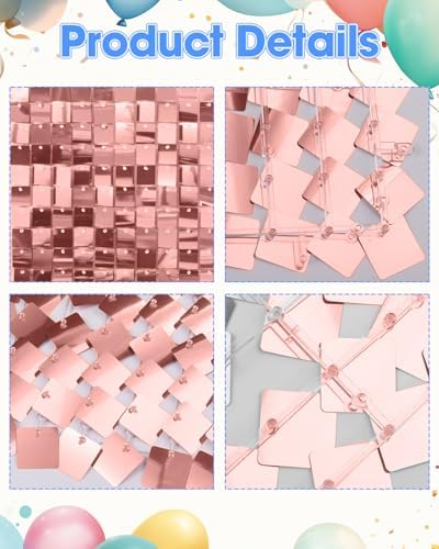Rosegold Shimmer Wall Backdrop, 24 Panels, 6x4 Ft Photo Backdrop in 6x4 Ft, alternate view 6