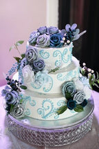 Roses Artificial Flowers Blue Bouquet Fake Flower Bulk with Stems in E (Blue, Navy Artificial Flowers), alternate view 4
