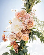 Roses Artificial Flowers Champagne Nude Bouquet with Stems Box Set in Pastel Peach, Beige, alternate view 3