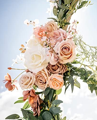 Roses Artificial Flowers Champagne Nude Bouquet with Stems Box Set in Pastel Peach, Beige, alternate view 3