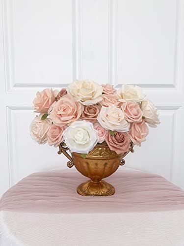 Roses Artificial Flowers Champagne Nude Bouquet with Stems Box Set in Pastel Peach, Beige, alternate view 5