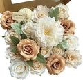 Roses Artificial Flowers Nude Bouquet Box Set Fake Flower with Stem in Nude, Beige, White