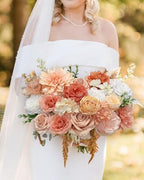 Roses Artificial Flowers Orange Fake Flower with Stems for DIY Wedding Bouquets Bridal Baby Shower Centerpiece, alternate