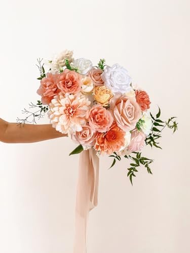 Roses Artificial Flowers Orange Fake Flower with Stems for DIY Wedding Bouquets Bridal Baby Shower Centerpiece, alternate
