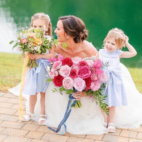 Roses Artificial Flowers Pink Fake Flower Bulk for DIY Wedding Bouquets Bridal Baby Shower Decorations Table, alternate view