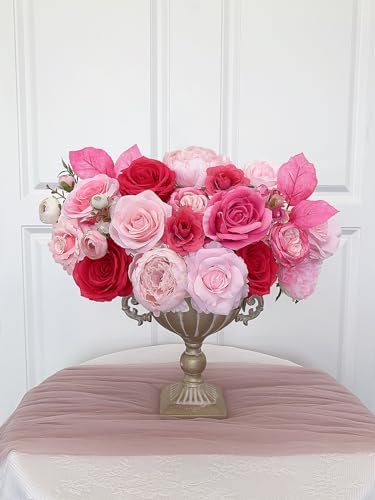 Roses Artificial Flowers Pink Fake Flower Bulk for DIY Wedding Bouquets Bridal Baby Shower Decorations Table, alternate view