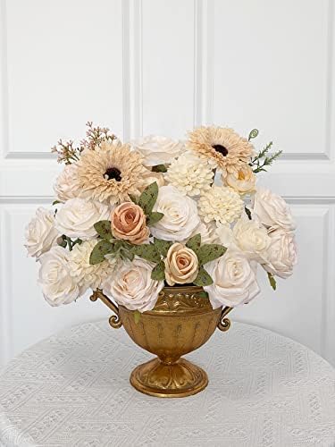 Roses Artificial Flowers White Combo Box Set Fake Flower with Stems in X(white, Beige, Champagne), alternate view 6