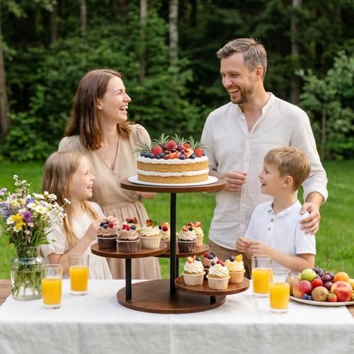 Rotatable Cupcake Stand, 4 Tier Cupcake Tower Stands for 50 Cupcakes, 360° Rotating Wood Cake Stand with Tiered, alternate
