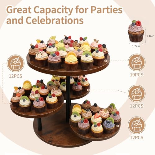 Rotatable Cupcake Stand, 4 Tier Cupcake Tower Stands for 50 Cupcakes, 360° Rotating Wood Cake Stand with Tiered, alternate