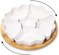 Rotatable Serving Platters and Trays, Lazy Susan Relish Tray, 7-Compartment Divided Dishes, 11 Inch Porcelain