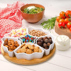 Rotatable Serving Platters and Trays, Lazy Susan Relish Tray, 7-Compartment Divided Dishes, 11 Inch Porcelain, alternate view