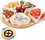 Rotatable Serving Platters and Trays, Lazy Susan Relish Tray, 7-Compartment Divided Dishes, 11 Inch Porcelain, alternate view