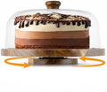 Rotating Acacia Wood Cake Stand with Lid, 2-in-1 Dessert Table Display Set & Charcuterie Board with 12In Acrylic