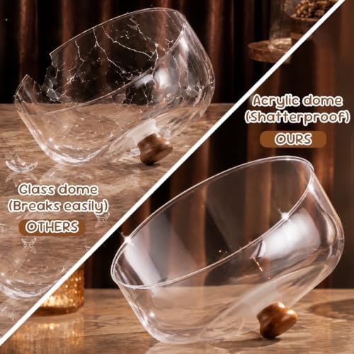 Rotating Acacia Wood Cake Stand with Lid, 2-in-1 Dessert Table Display Set & Charcuterie Board with 12In Acrylic, alternate