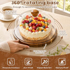 Rotating Acacia Wood Cake Stand with Lid, 2-in-1 Dessert Table Display Set & Charcuterie Board with 12In Acrylic, alternate