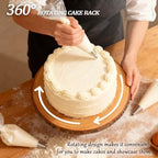 Rotating Cake Stand,12" Rustic Wood Cake Stand with Cake Cutting Set, Rustic Cake Holder for, alternate view 4
